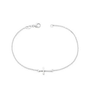 Petite Latin Cross Link Bracelet in Sterling Silver or 14K Yellow Gold