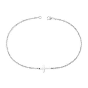 Horizon Cross Anklet in Sterling Silver