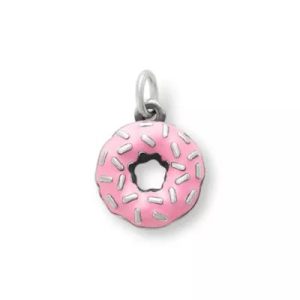 Enamel Frosted Donut Charm in Sterling Silver