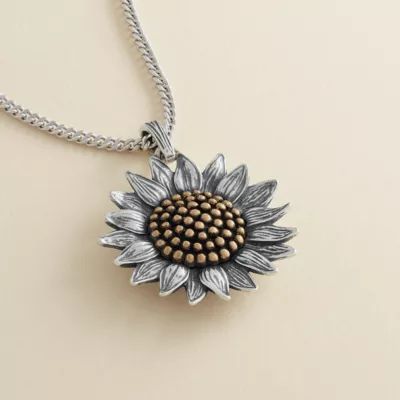 Wild Sunflower Pendant in Sterling Silver and Bronze - Image 3