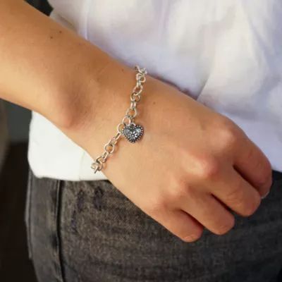 Petite Floral Heart Charm in Sterling Silver or 14K Yellow Gold - Image 4