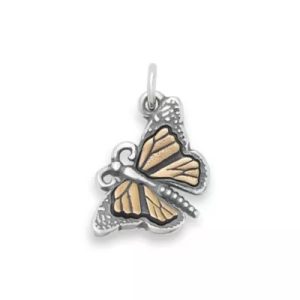 Monarch Butterfly Charm in Sterling Silver and Bronze
