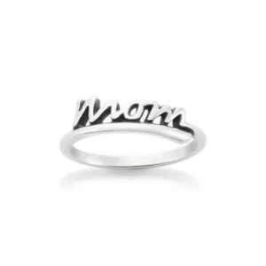 "Mom" Script Ring in Sterling Silver