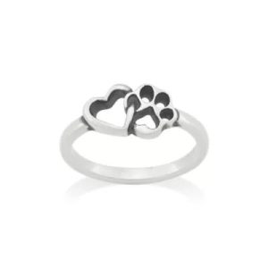 Furry Friends Heart Ring in Sterling Silver