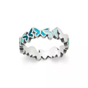 Enamel Connected Butterflies Ring in Sterling Silver