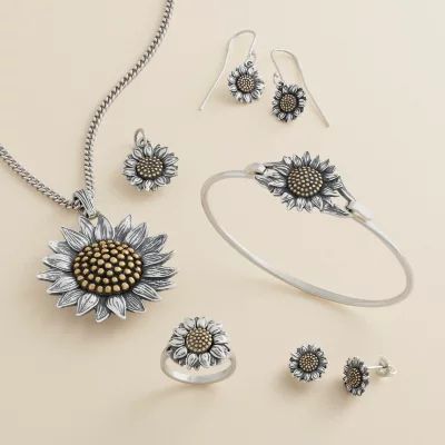 Wild Sunflower Pendant in Sterling Silver and Bronze - Image 4